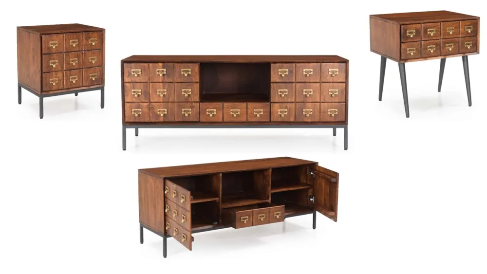 Mid century modern wooden brown drawers cabinet — Furniture sourced from India by Straight to Source