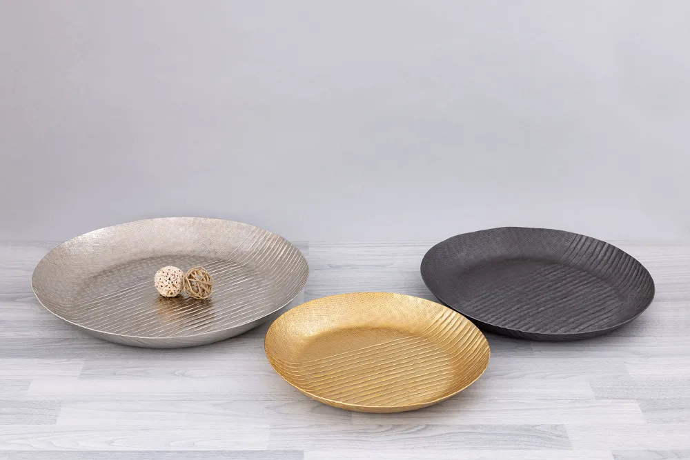 Modern platter black and gold trays — Gift Items sourced from India by Straight to Source
