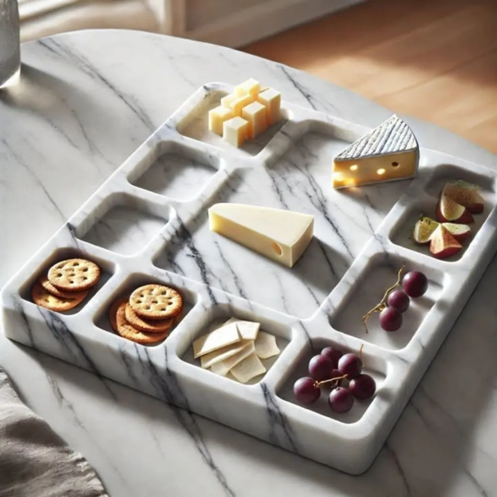 White marble tray modern design cheese crackers — Home Décor sourced from India by Straight to Source