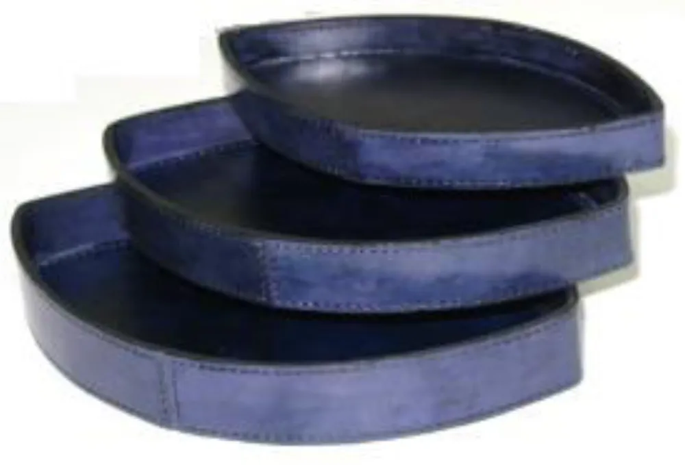Tray blue decorative — Leather sourced from India by Straight to Source