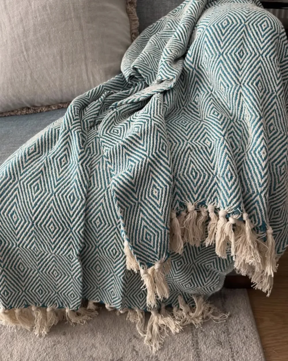 Blanket blue woven — Soft Furnishings sourced from India by Straight to Source