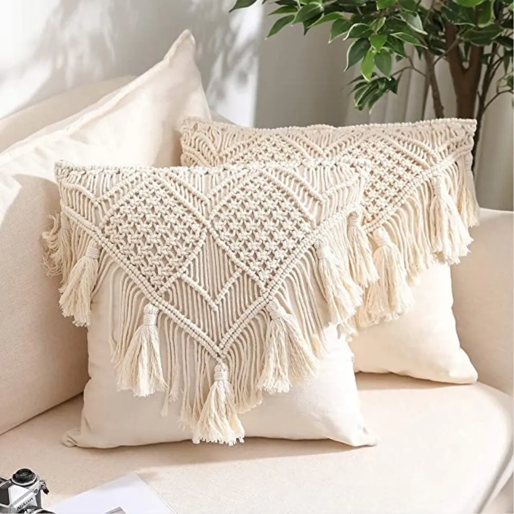 Cushion white fringe — Soft Furnishings sourced from India by Straight to Source