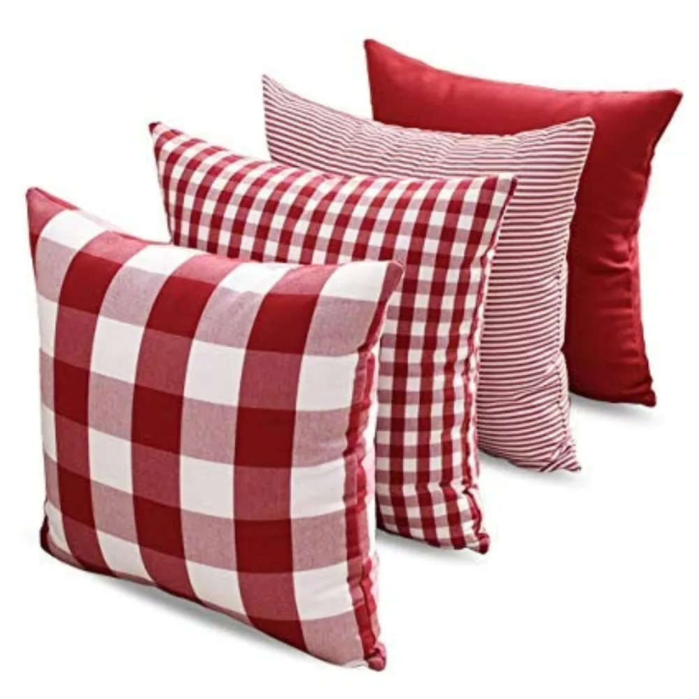 Red and white plaid pillows — Soft Furnishings sourced from India by Straight to Source