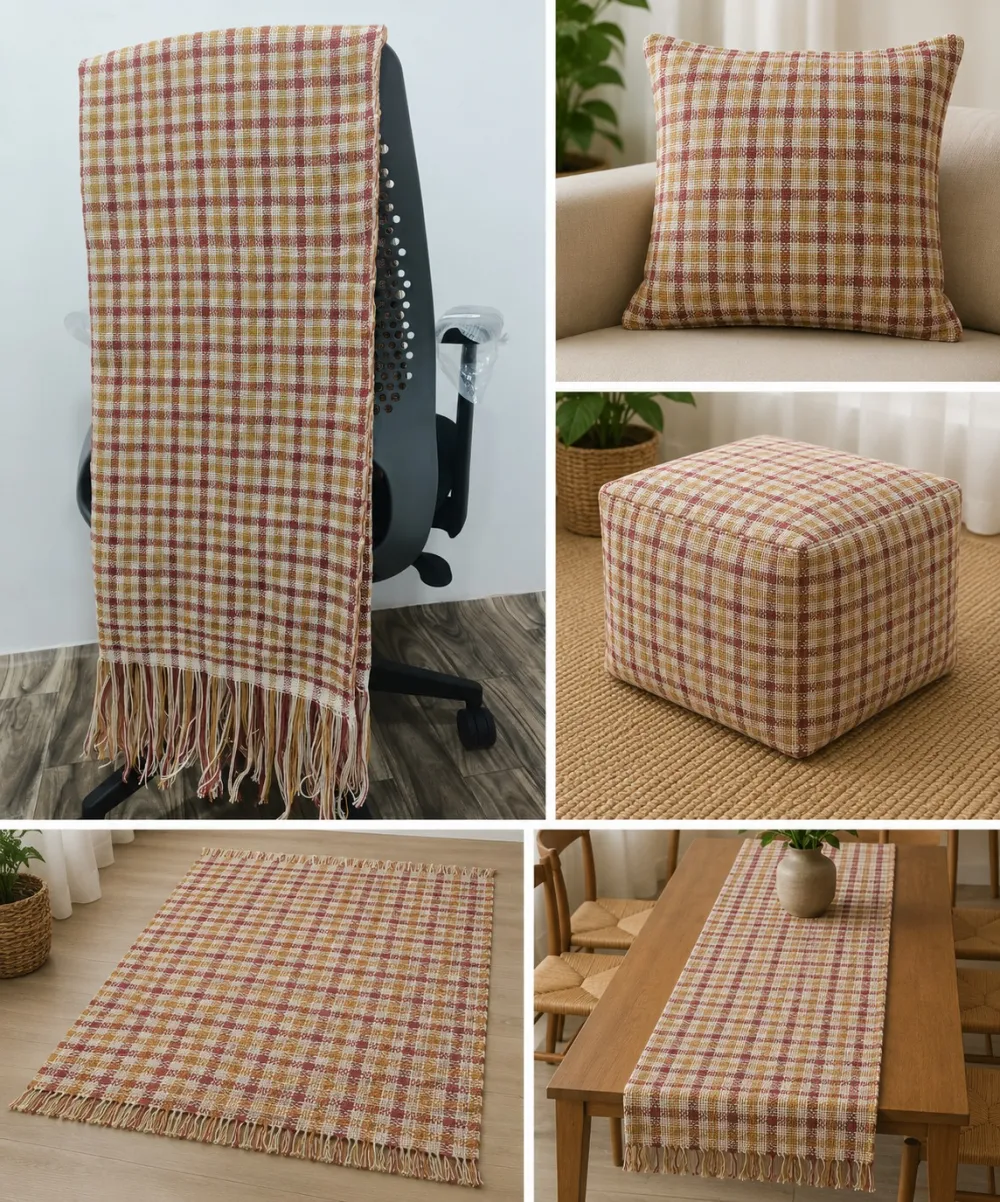 Rug tapestry fringe woven plaid — Soft Furnishings sourced from India by Straight to Source