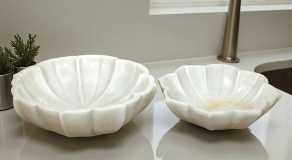 Ceramic shell containers white — Stone & Marble sourced from India by Straight to Source