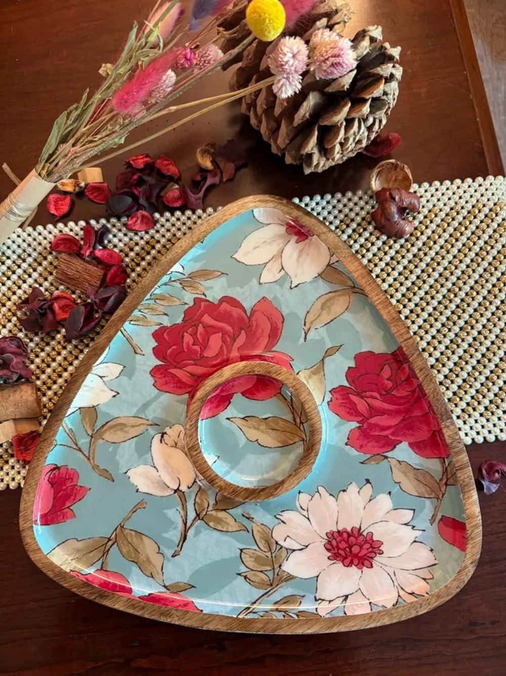 Decorative plate floral — Wood Products sourced from India by Straight to Source